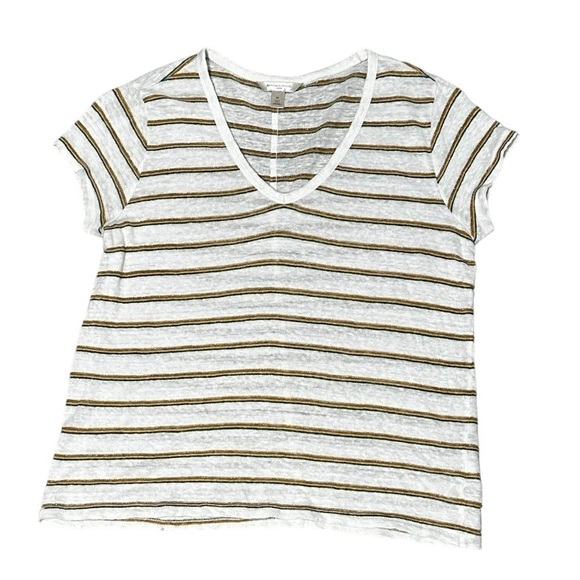 Banana Republic Stripe Linen T-shirt Size Medium - Picture 2 of 4